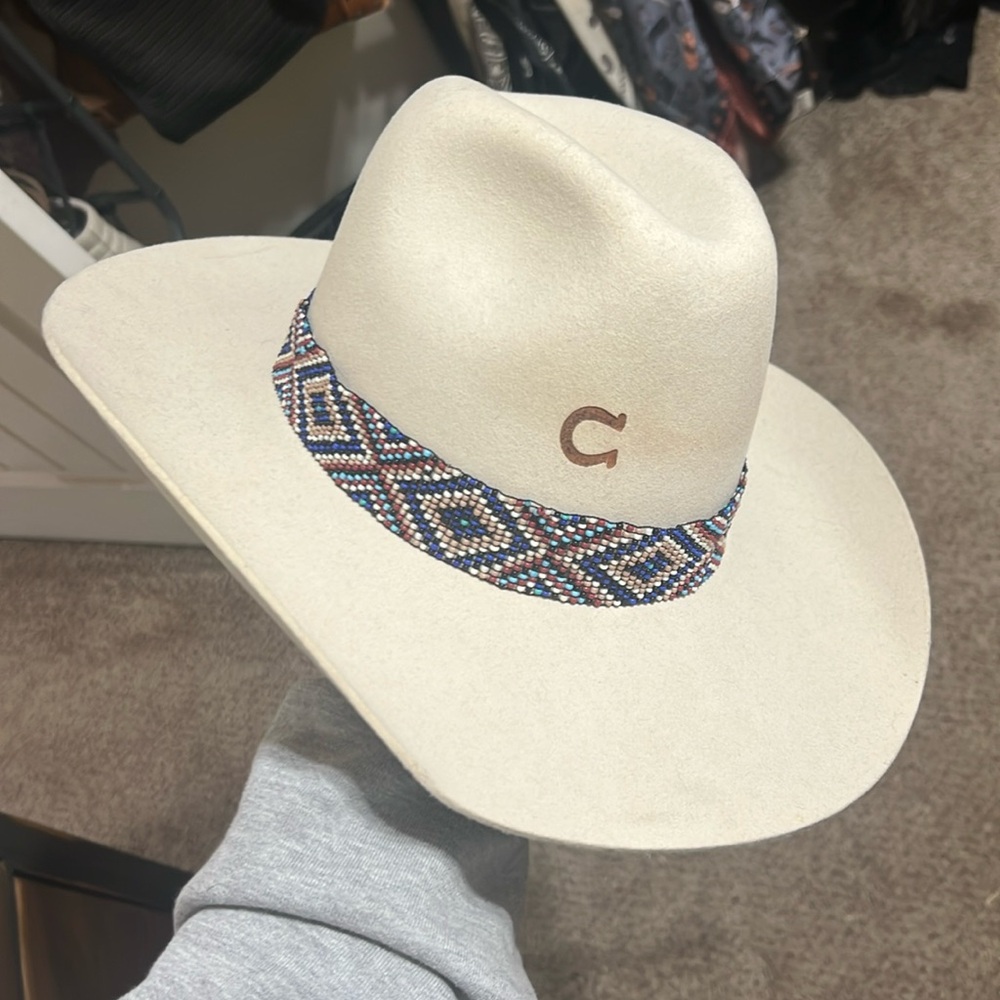 Cream Fedora Hat with Beaded Band